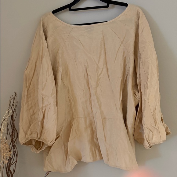 Torrid Tan Button-Down Blouse - Picture 2 of 6